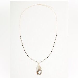 Torrid Gold Necklace with Black Beads and Teardrop Pendant